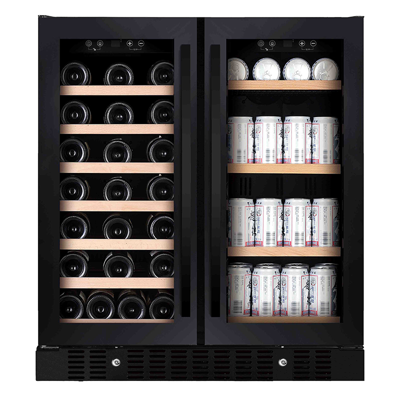 Wine And Beer Undercounter Fridge - 176L Glass Door Drink Fridge Under