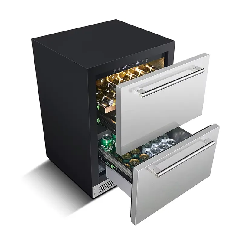 Wine Beer Fridge Dual Zone - Black and Durable Stainless Steel Built